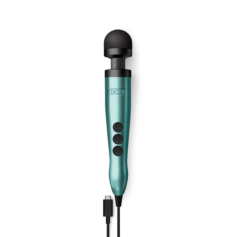 Doxy Usb-c Wand Massager Turquoise, a USB-C-powered personal intimate massager in vibrant turquoise color.