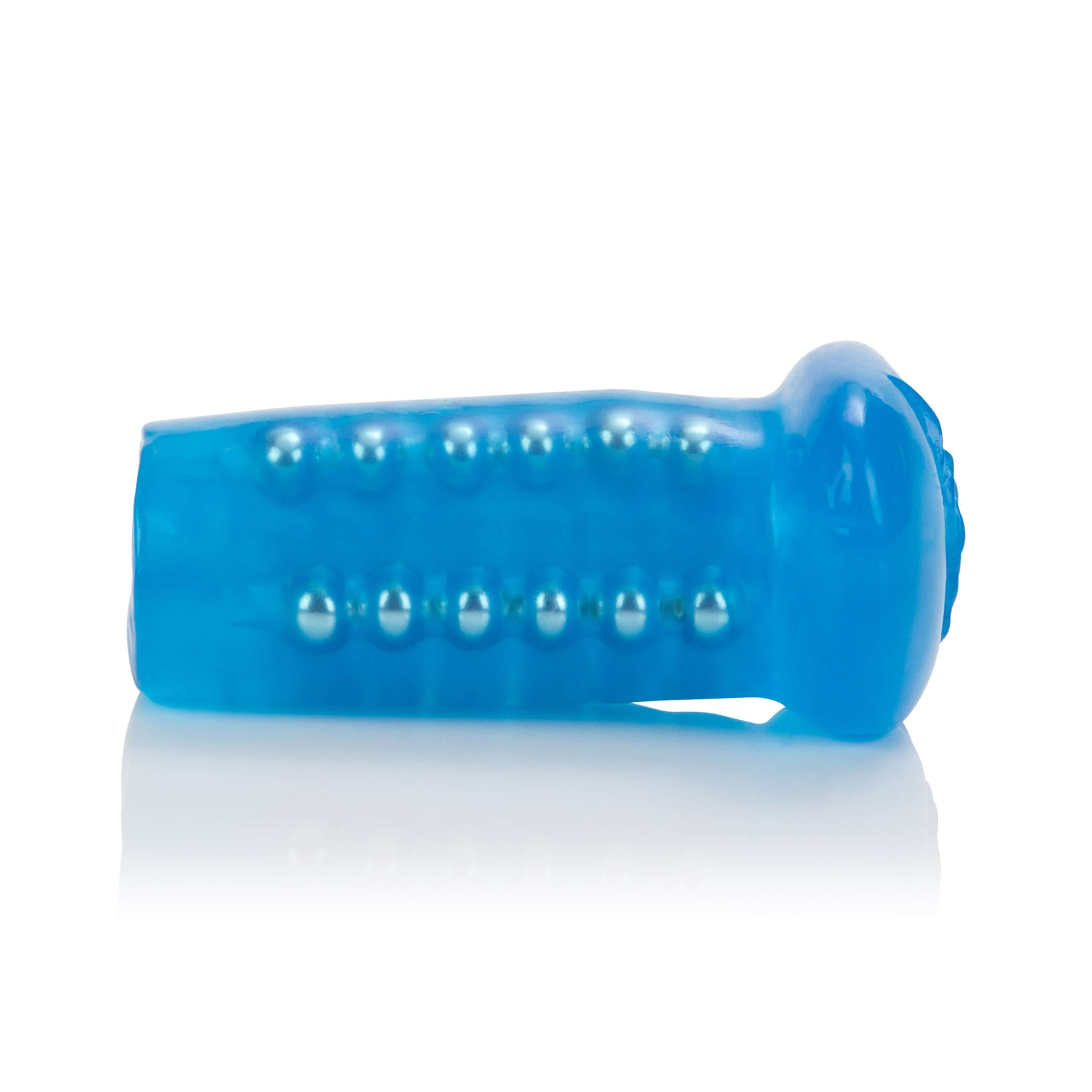 Beaded Masturbator Blue Basic Essentials for intense internal stimulation with ridged textures and stimulating beads.