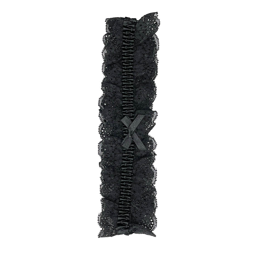 Popsi Lingerie Lace Leg Garter Black One Size with delicate lace detailing and bow accent.