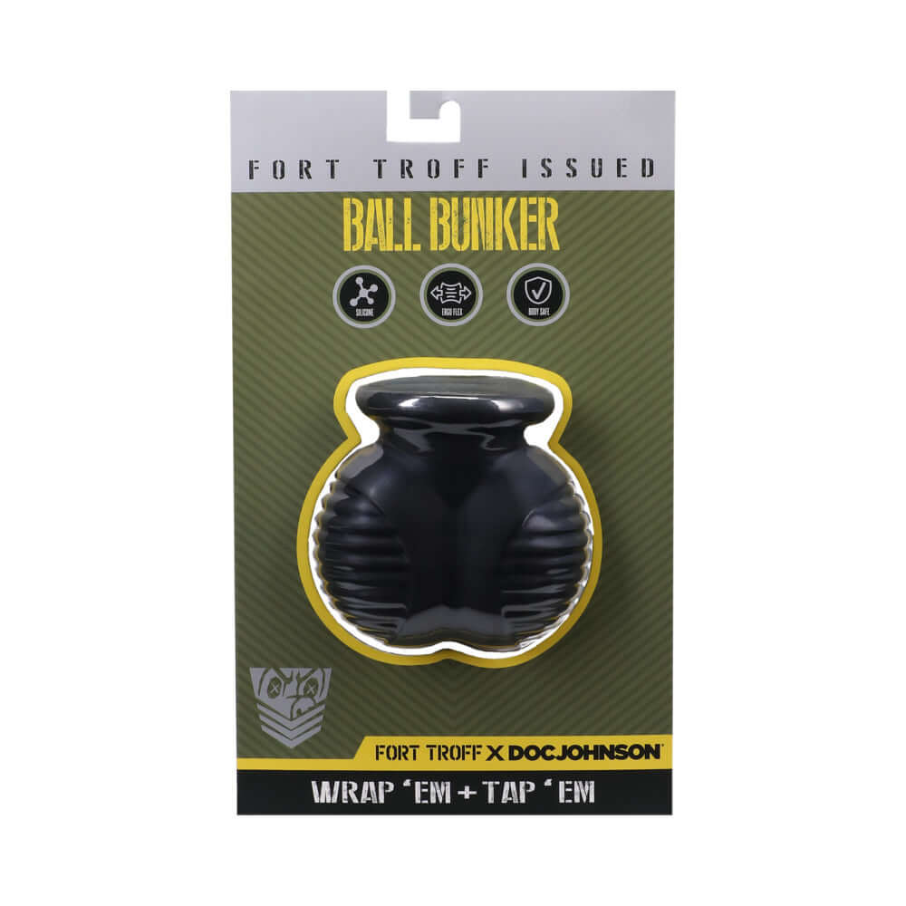 Fort Troff Ball Bunker Black silicone support accessory package with bold design and clear instructions.