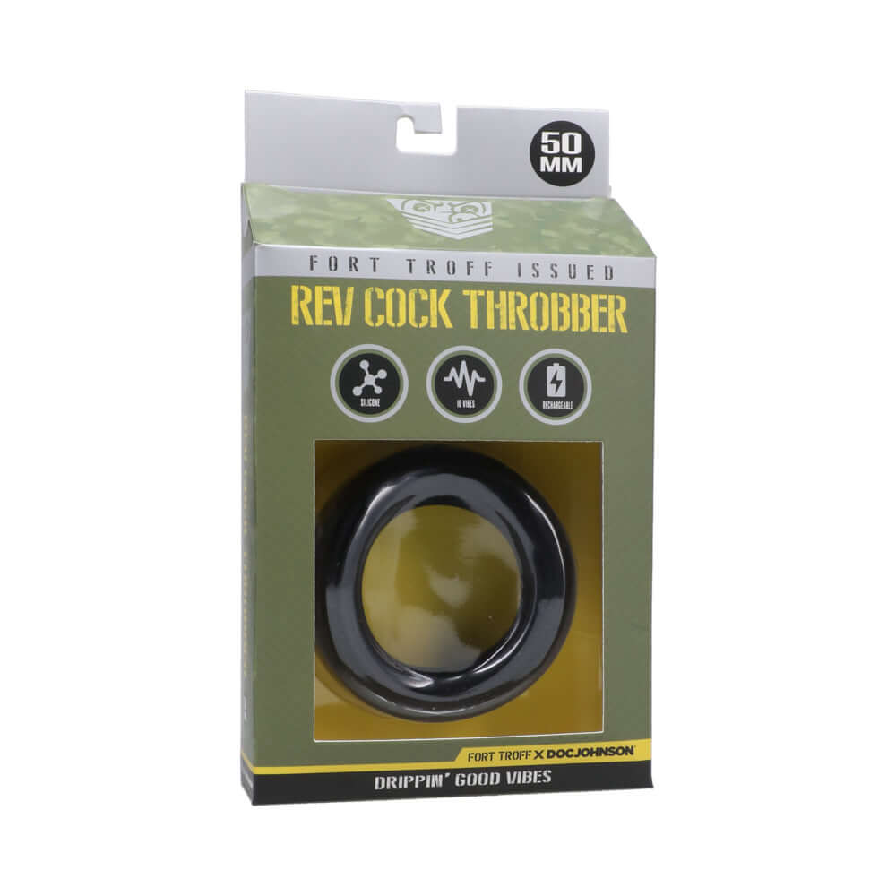 Fort Troff Rev Cock Throbber Large Black packaging showing the product and feature icons.