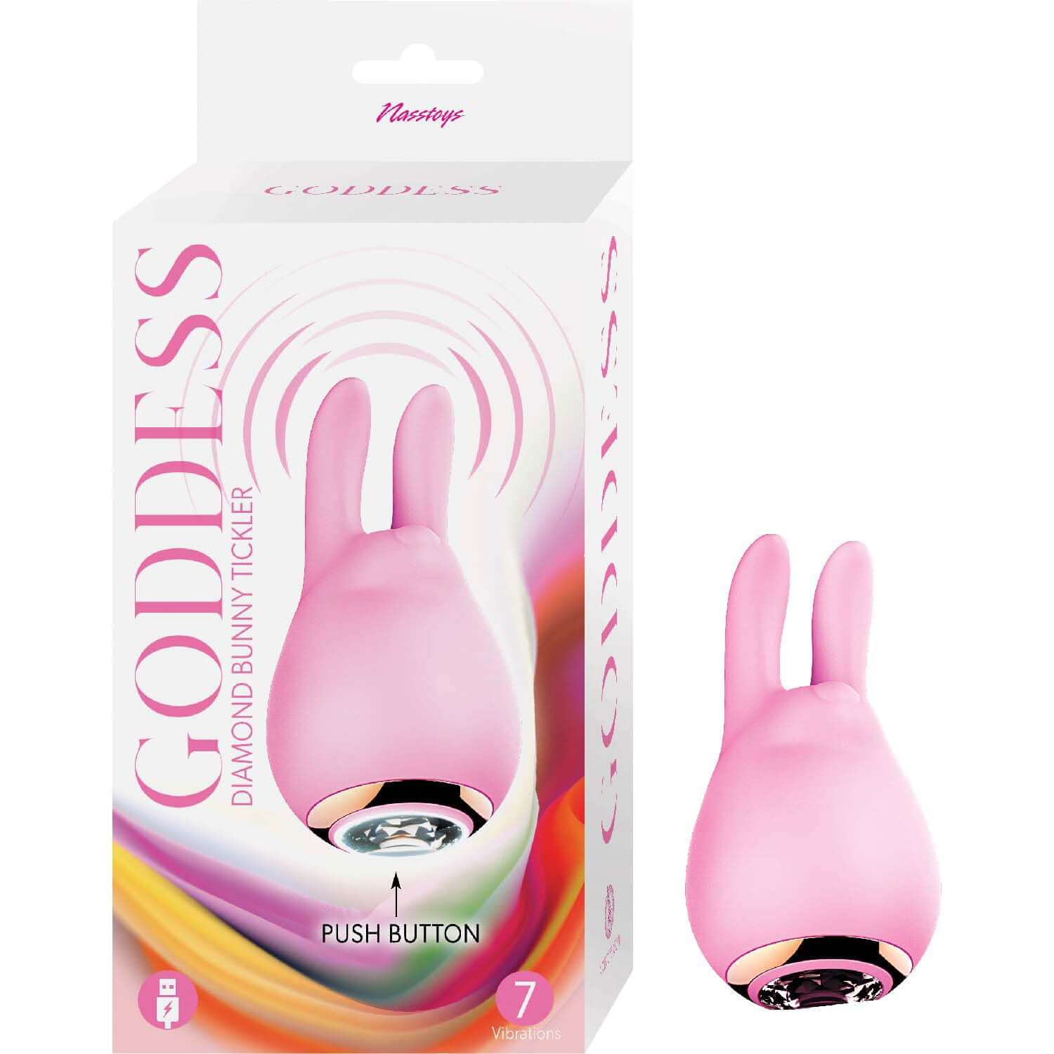 Pink Goddess Diamond Bunny Tickler with 7 vibrating functions by Nasstoys in original packaging
