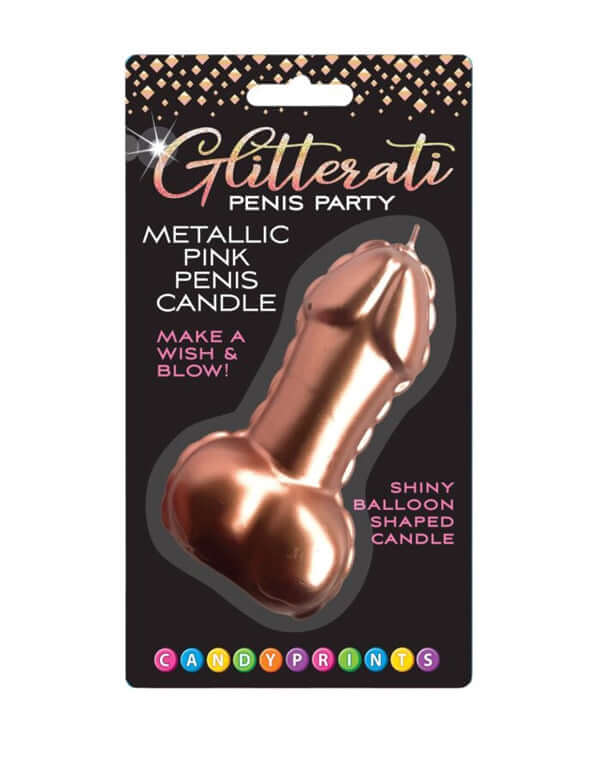 Pink Foil Penis Balloon Candle - Rose Gold-0