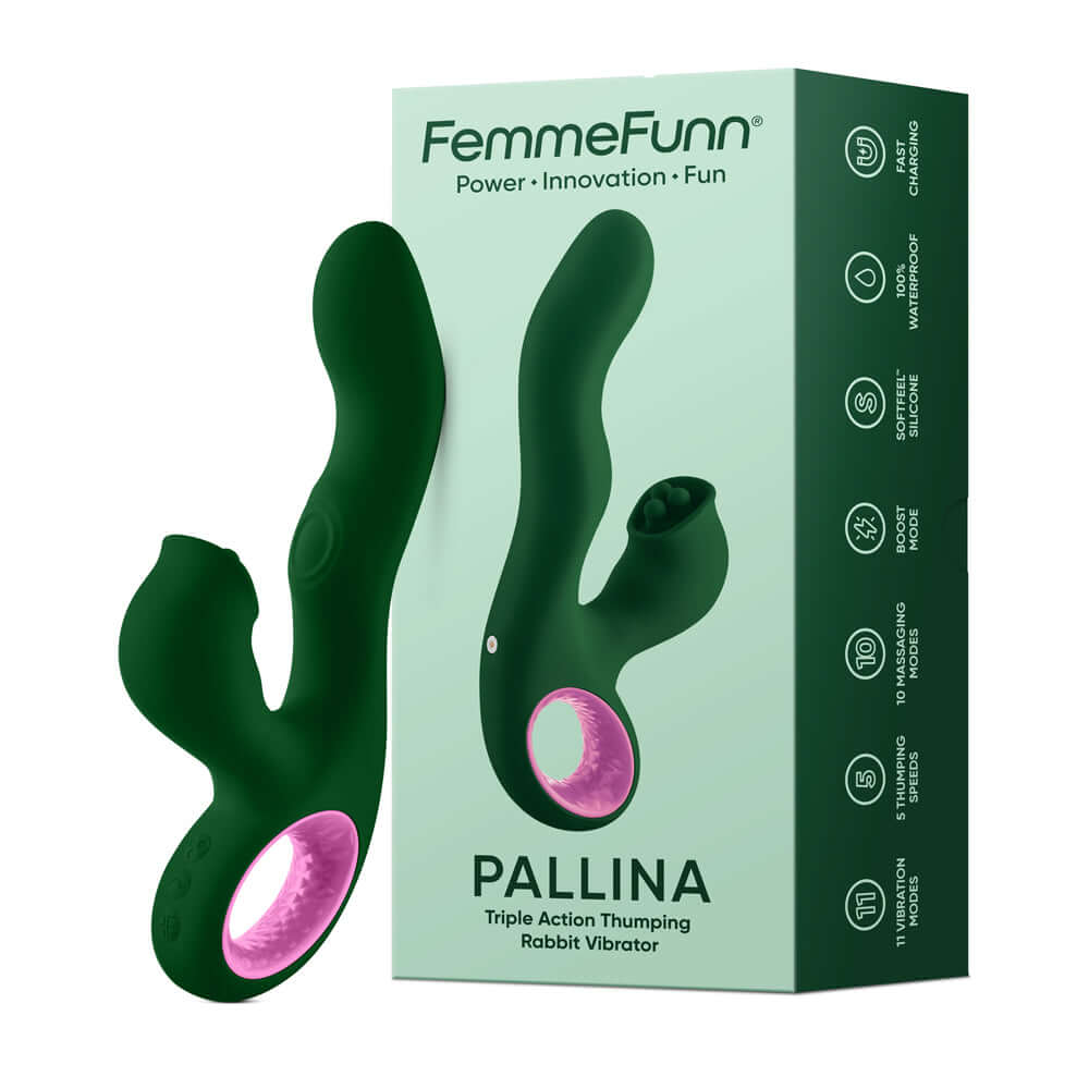 Pallina Triple-Action Rabbit Vibrator - Green-1