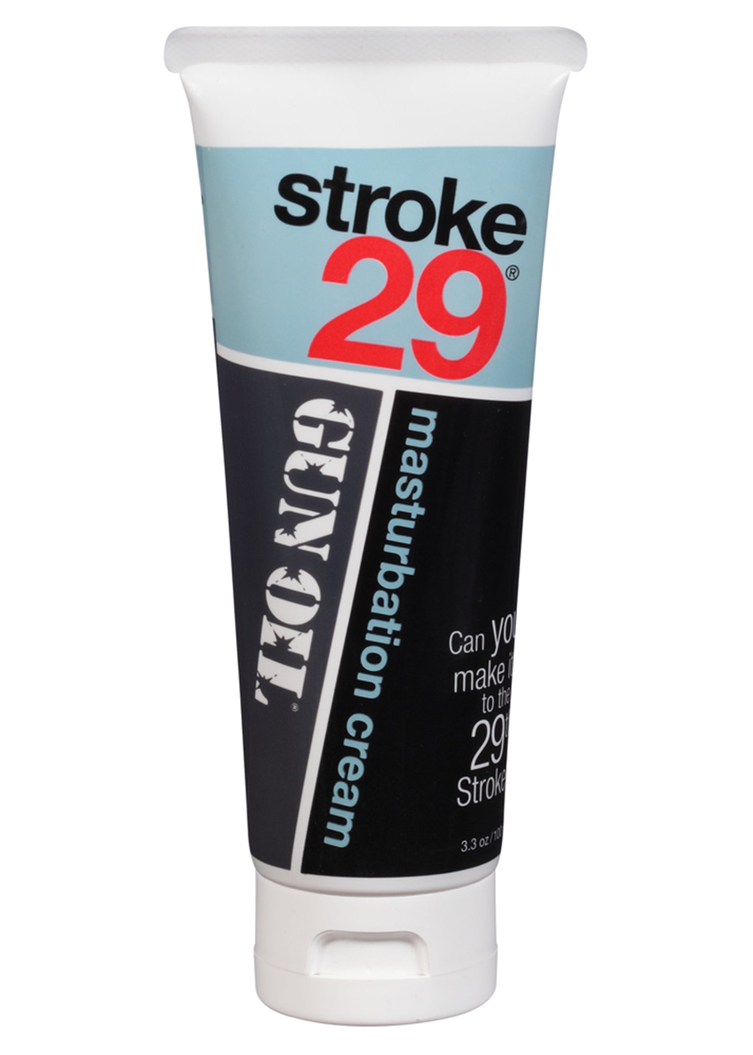 Gun Oil Stroke 29 Masturbation Cream 3.3 Oz tube packaging for smooth, long-lasting glide and comfortable stimulation.