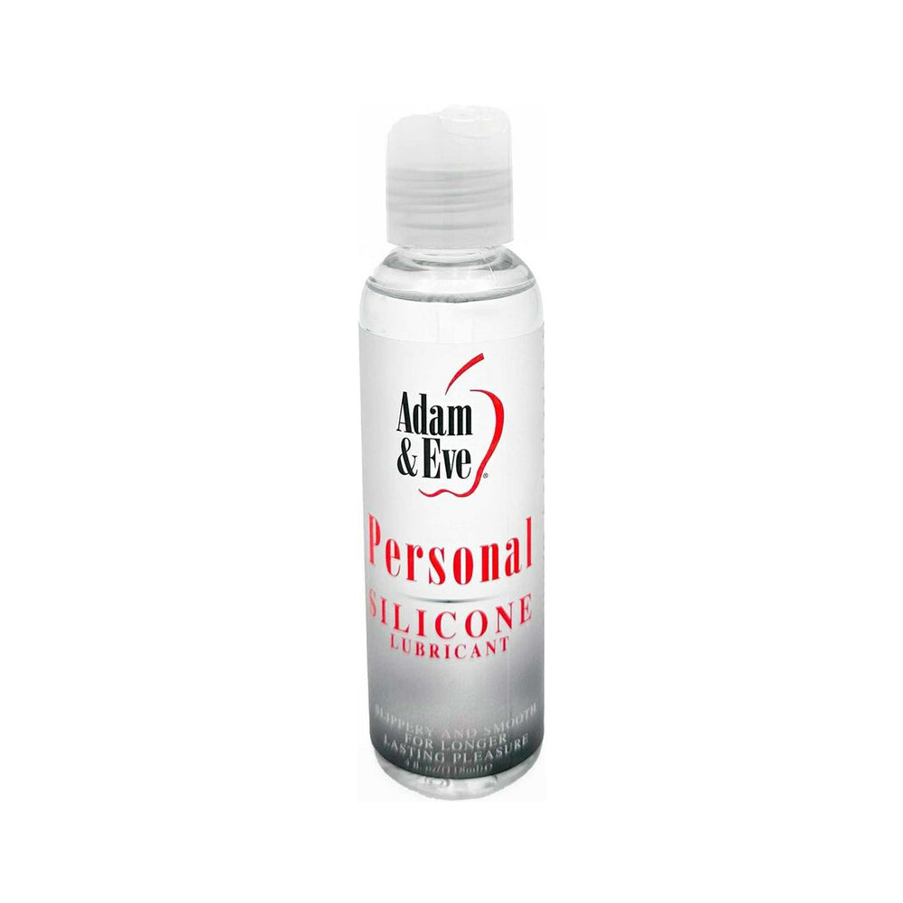 Adam & Eve Personal Silicone Lubricant 4 Oz bottle, premium silicone-based lubricant for smooth glide and reduced friction.