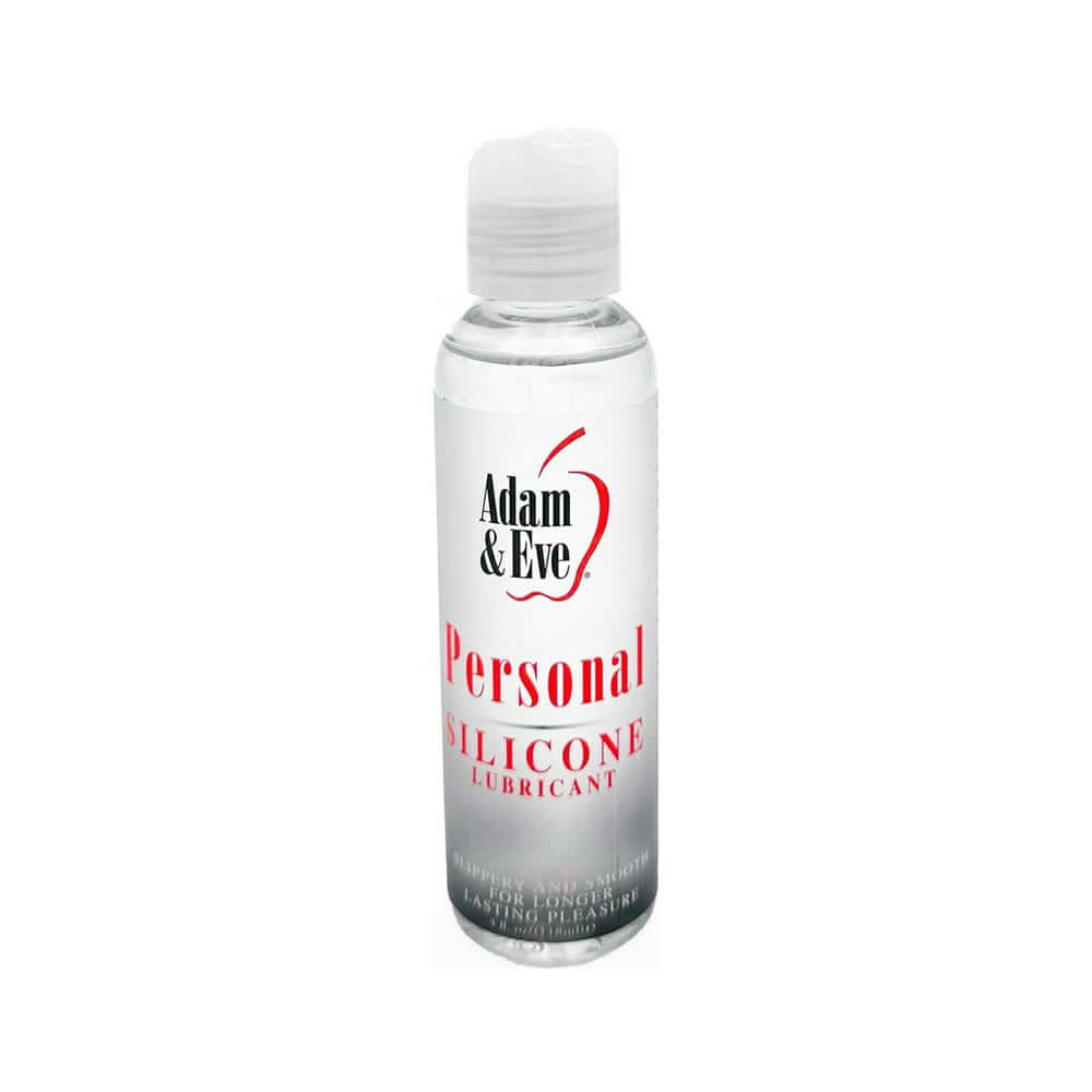 Adam & Eve Personal Silicone Lubricant 4 Oz bottle, premium silicone-based lubricant for smooth glide and reduced friction.