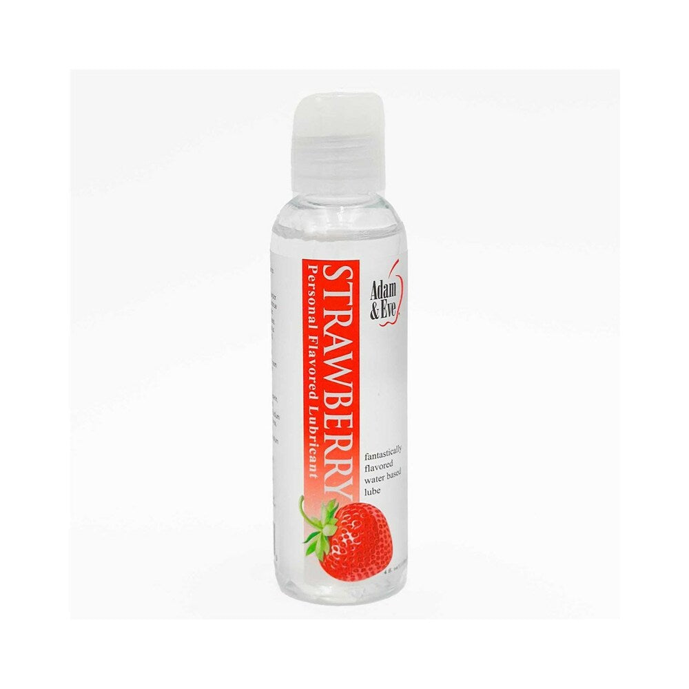 Adam & Eve Flavored Lubricant Strawberry 4 Oz bottle with strawberry design on label.