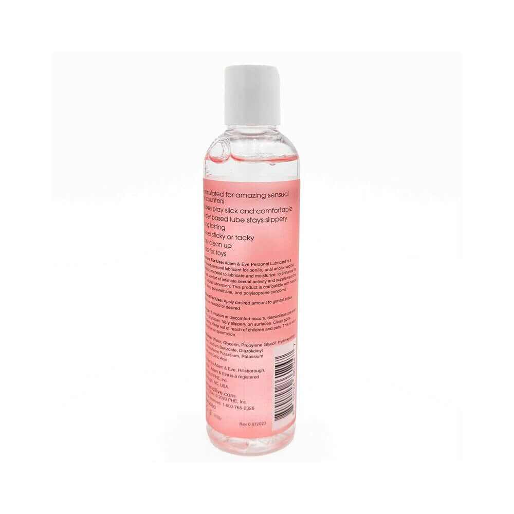 Adam & Eve Forbidden Water-based Anal Lubricant 8 Oz bottle with pink liquid for smooth and comfortable intimacy.