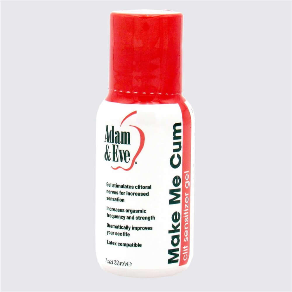 Adam & Eve Make Me Cum Clit Sensitizer Gel 1 Oz bottle for enhanced sensitivity and pleasurable sensations.
