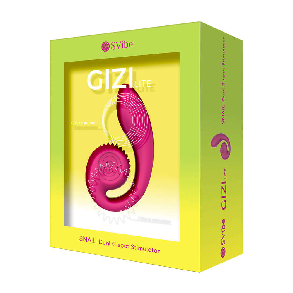 Svibe Snail Gizi Lite Dual G-spot Vibrator Sweet Dragonfruit packaging showcasing the unique design and vibrant color.