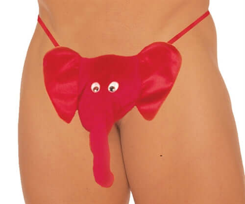 Mr Peanuts Mens G String Red featuring an elephant design with playful ears and trunk, perfect for adding humor.