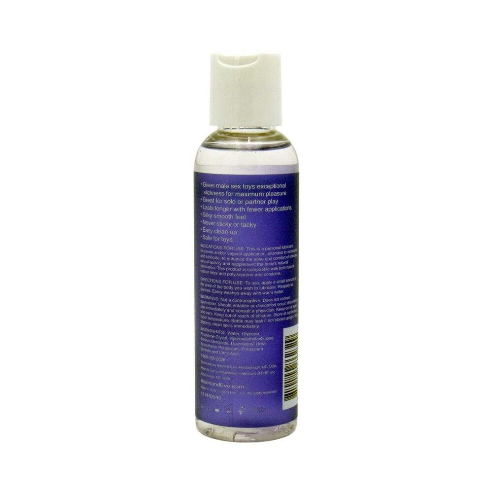Adam & Eve Masturbator Lubricant 4 Oz bottle back view with usage instructions and ingredients.
