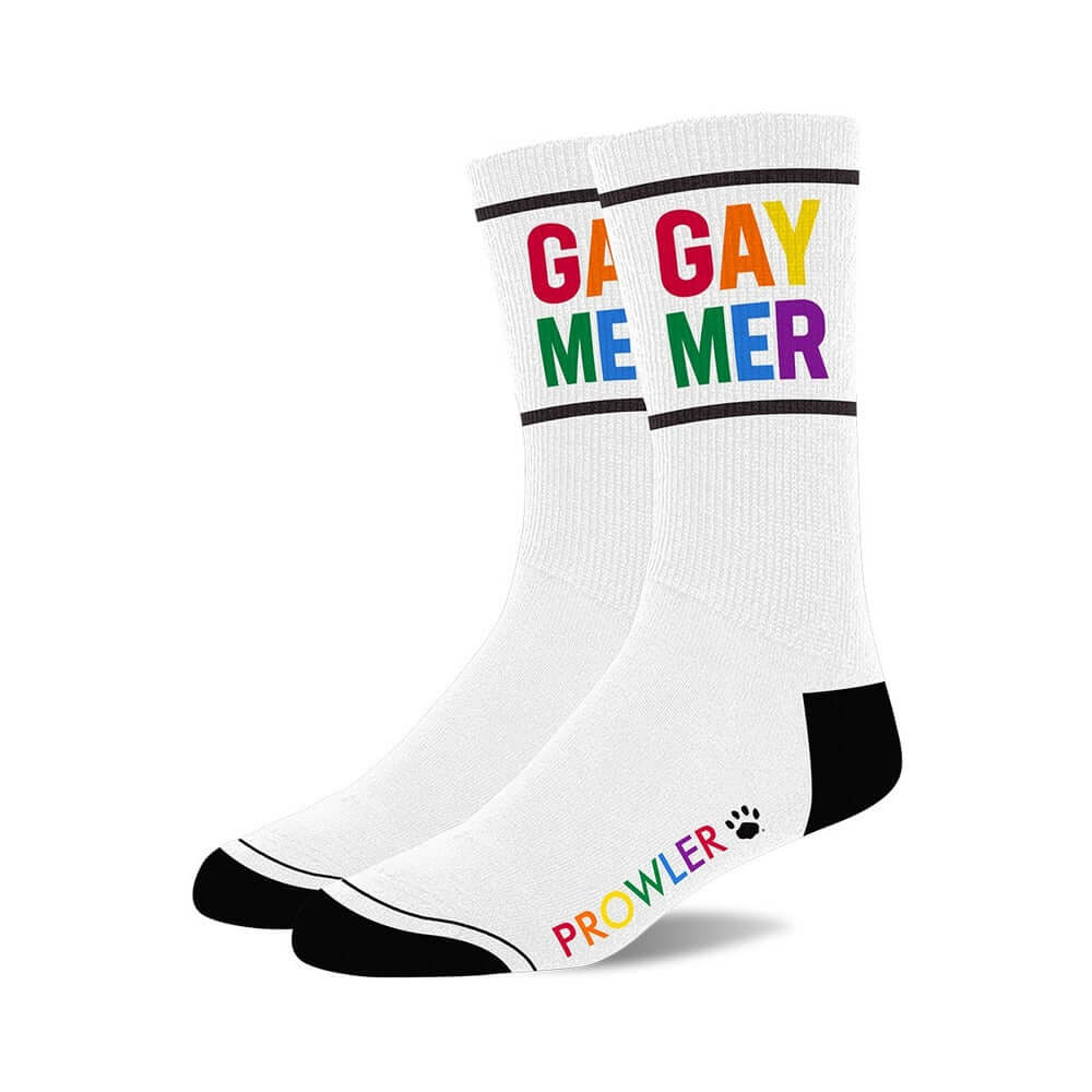 Prowler Gaymer Socks featuring colorful text and a stylish design for gaming enthusiasts.