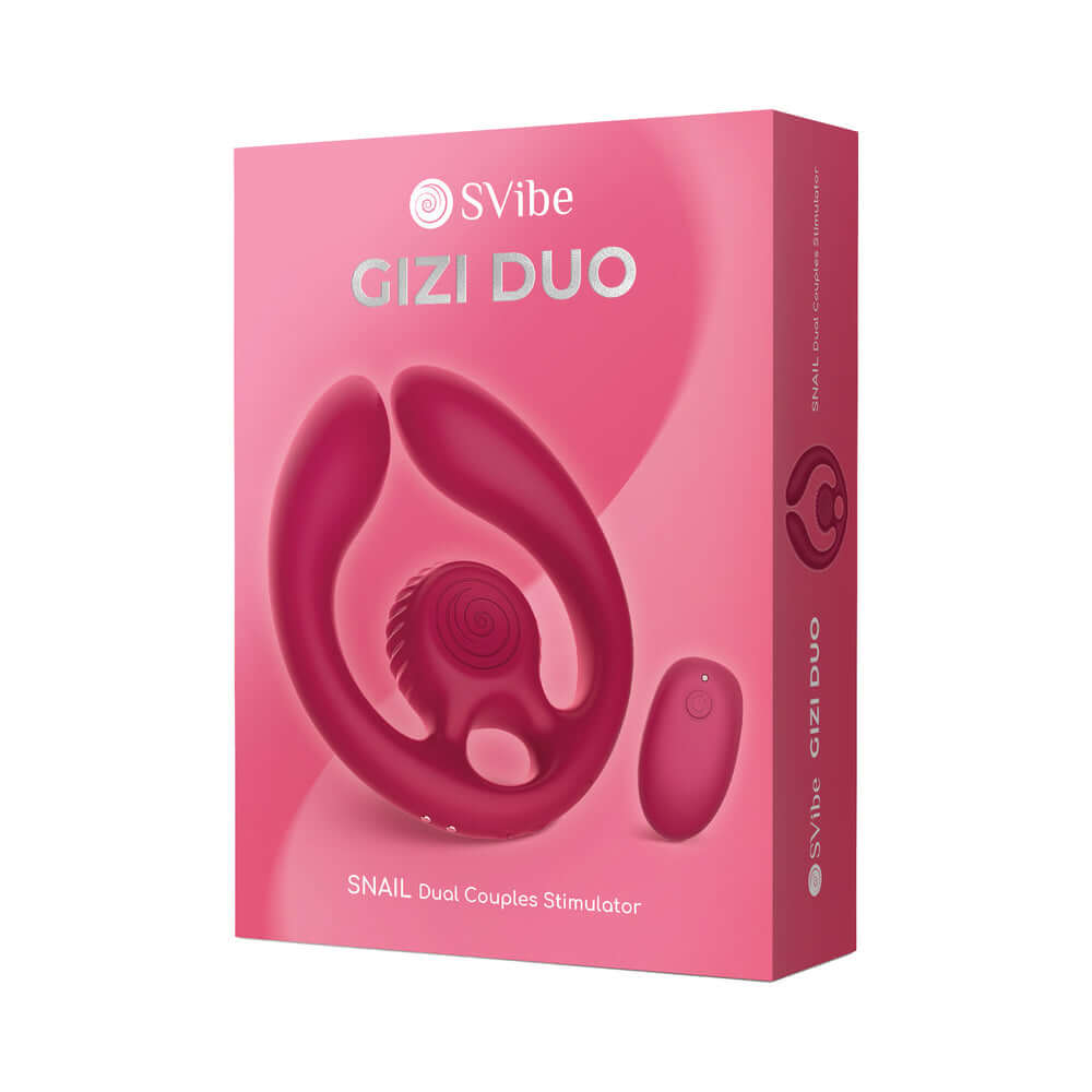 Svibe Snail Gizi Duo Couples Stimulator Burgundy packaging showcasing dual stimulation design.