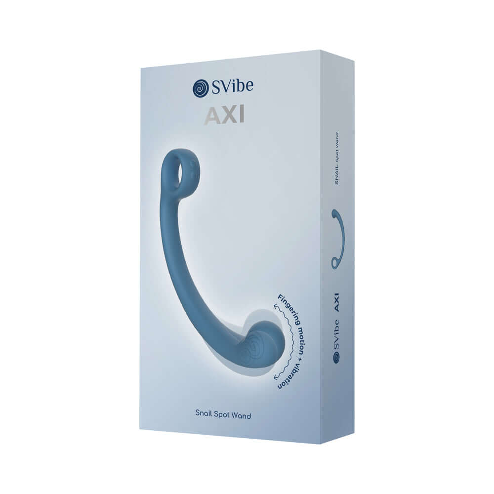 Svibe Snail Axi Spot Wand Massager Blue Lagoon product packaging with ergonomic design.