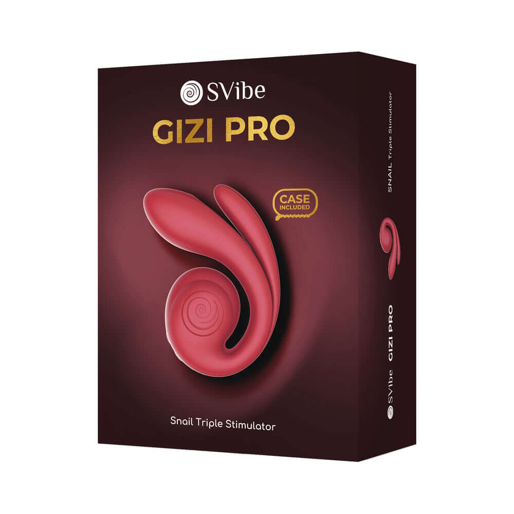 Svibe Snail Gizi Pro Triple Vibrator Bordeaux packaging featuring the stylish design and case included.