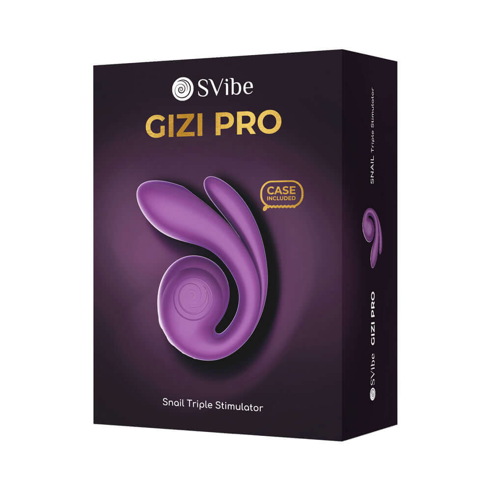 Svibe Snail Gizi Pro Triple Stimulator Grape packaging view with ergonomic design and case included.