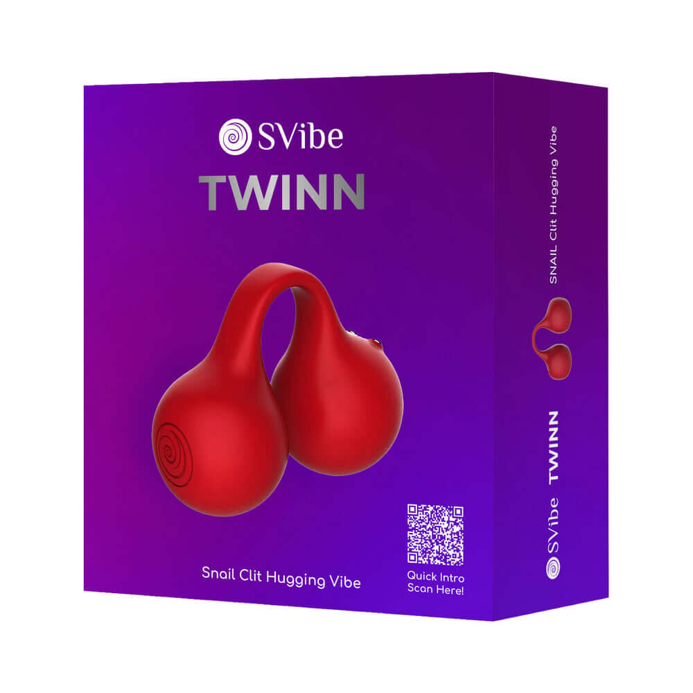 Svibe Snail Twinn Clit Hugging Finger Vibrator Cherry packaging in red with sleek design.