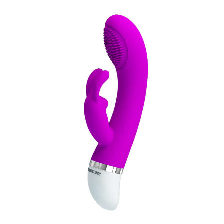 Pretty Love Christ Come Hither Rabbit Vibrator in vibrant purple with ergonomic design for dual stimulation.