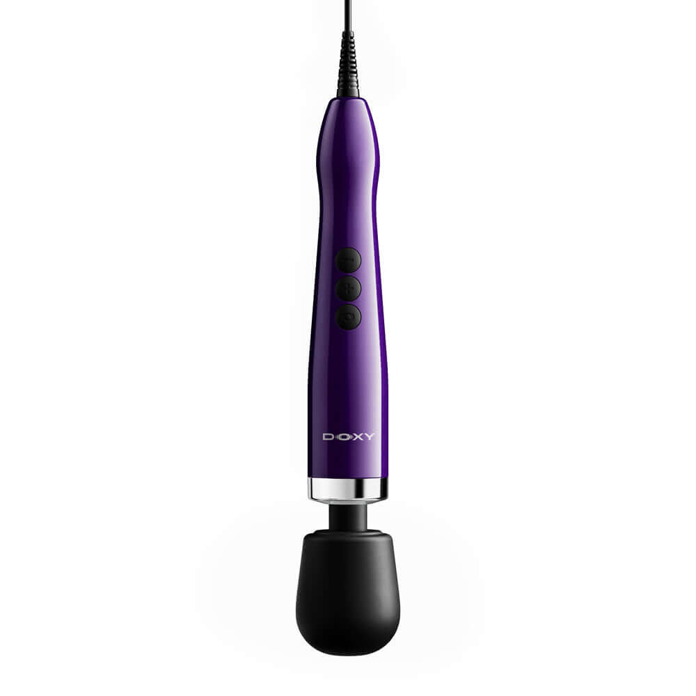 Doxy Die Cast Max Plug-in Wand Massager Purple showcasing its sleek design and powerful performance.