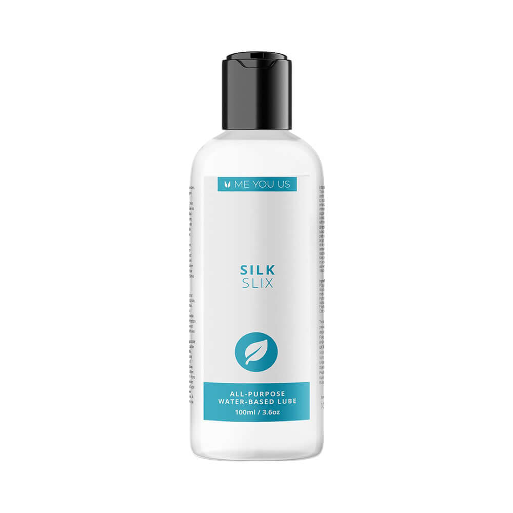 Me You Us Silk Slix Water-based Lubricant Clear 3.3 Oz bottle with sleek design.