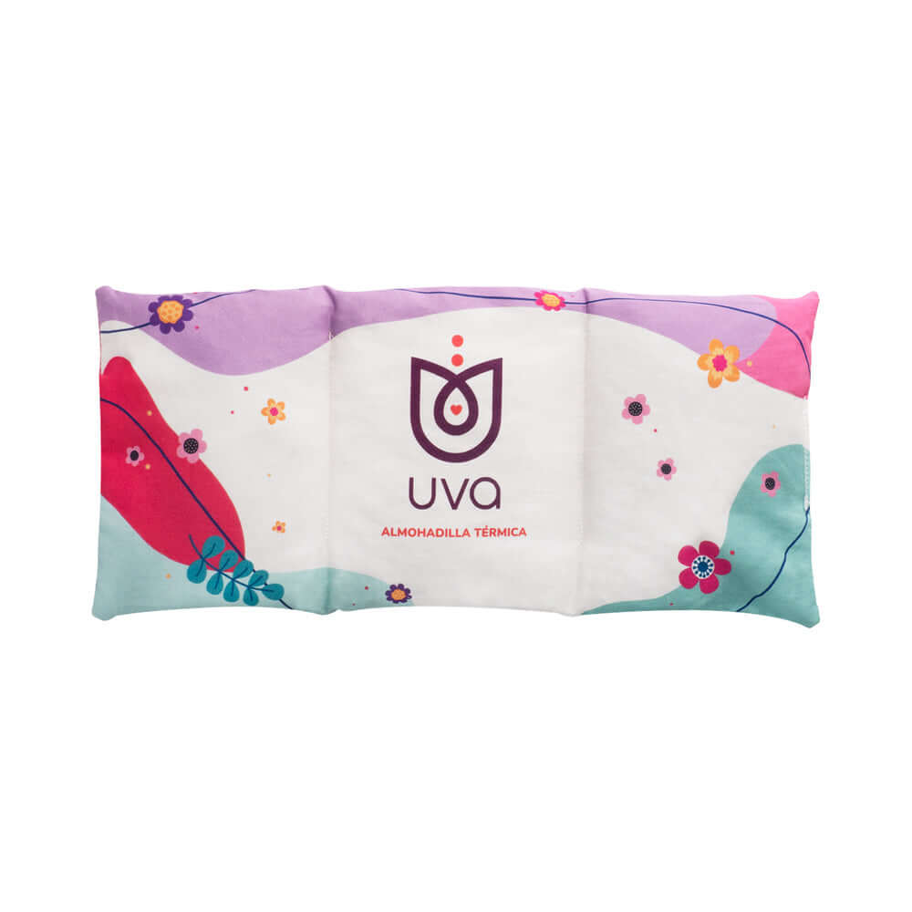 Uva Warming Pad for Menstrual Cramps featuring an eco-friendly design with colorful patterns.
