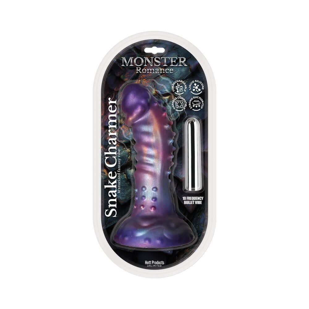 Monster Romance Snake Charmer Silicone Dildo With Bullet - fantasy-inspired design and textured detailing.