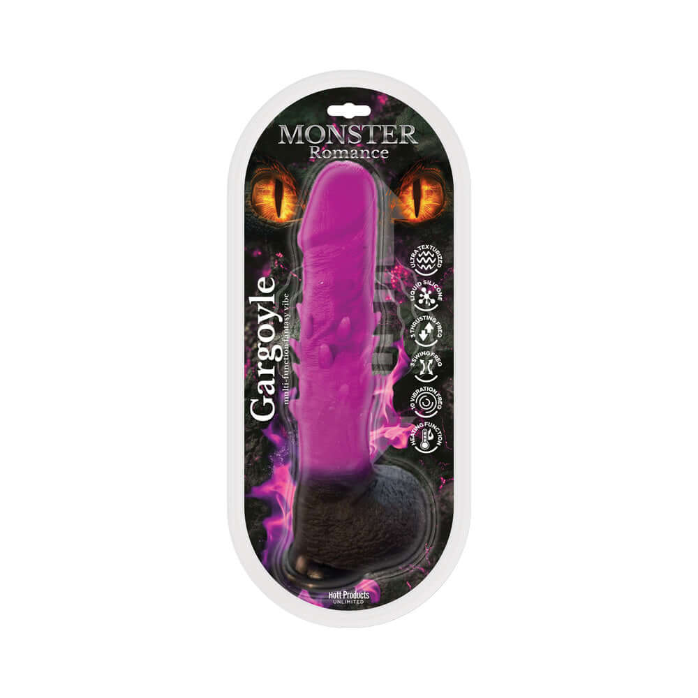 Monster Romance Gargoyle Multi-speed Thrusting Dildo in packaging with striking design and features.