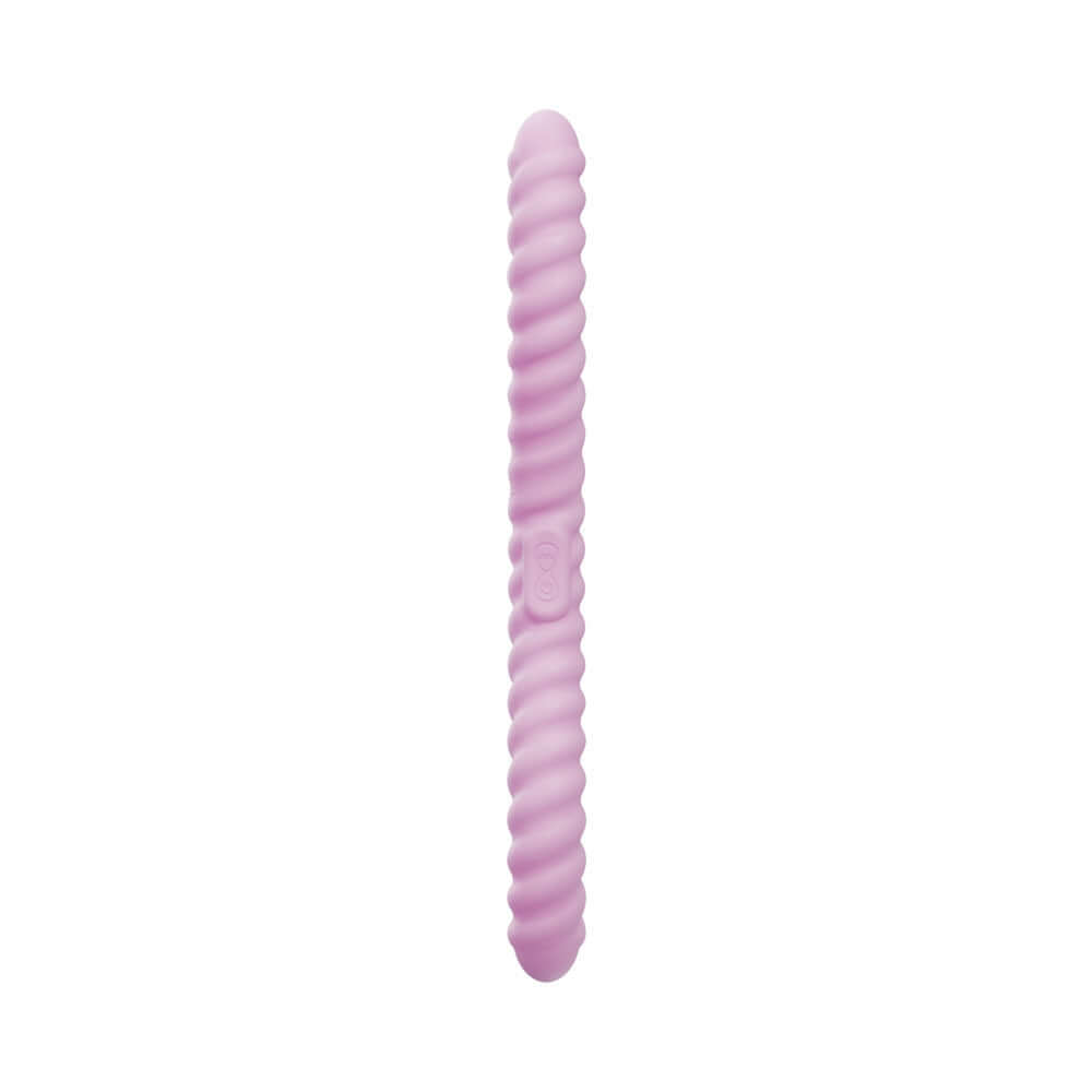 Tentra Cor Unicorn Horn Double-ended Vibrating Dildo Pink, spiral design, flexible, rechargeable and waterproof.