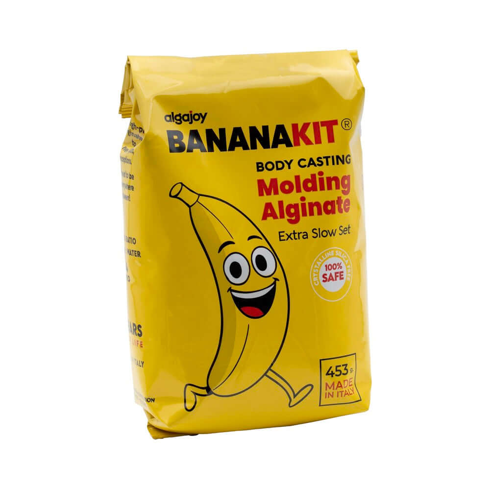 Bananakit Molding Alginate Powder Refill in yellow packaging, ideal for precise and safe body casting.