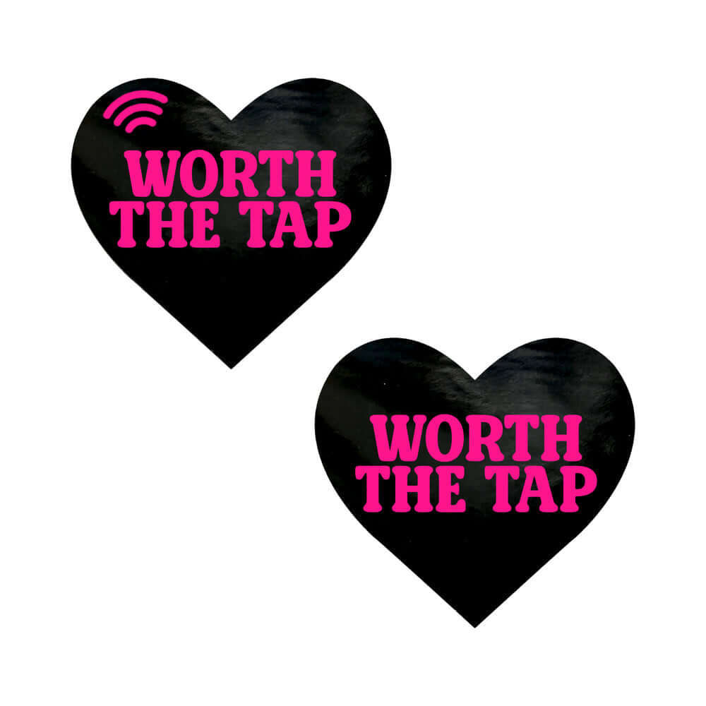 Neva Nude Worth The Tap Hot Pink Heart Smart Nfc Pasties with wireless NFC technology to share links.