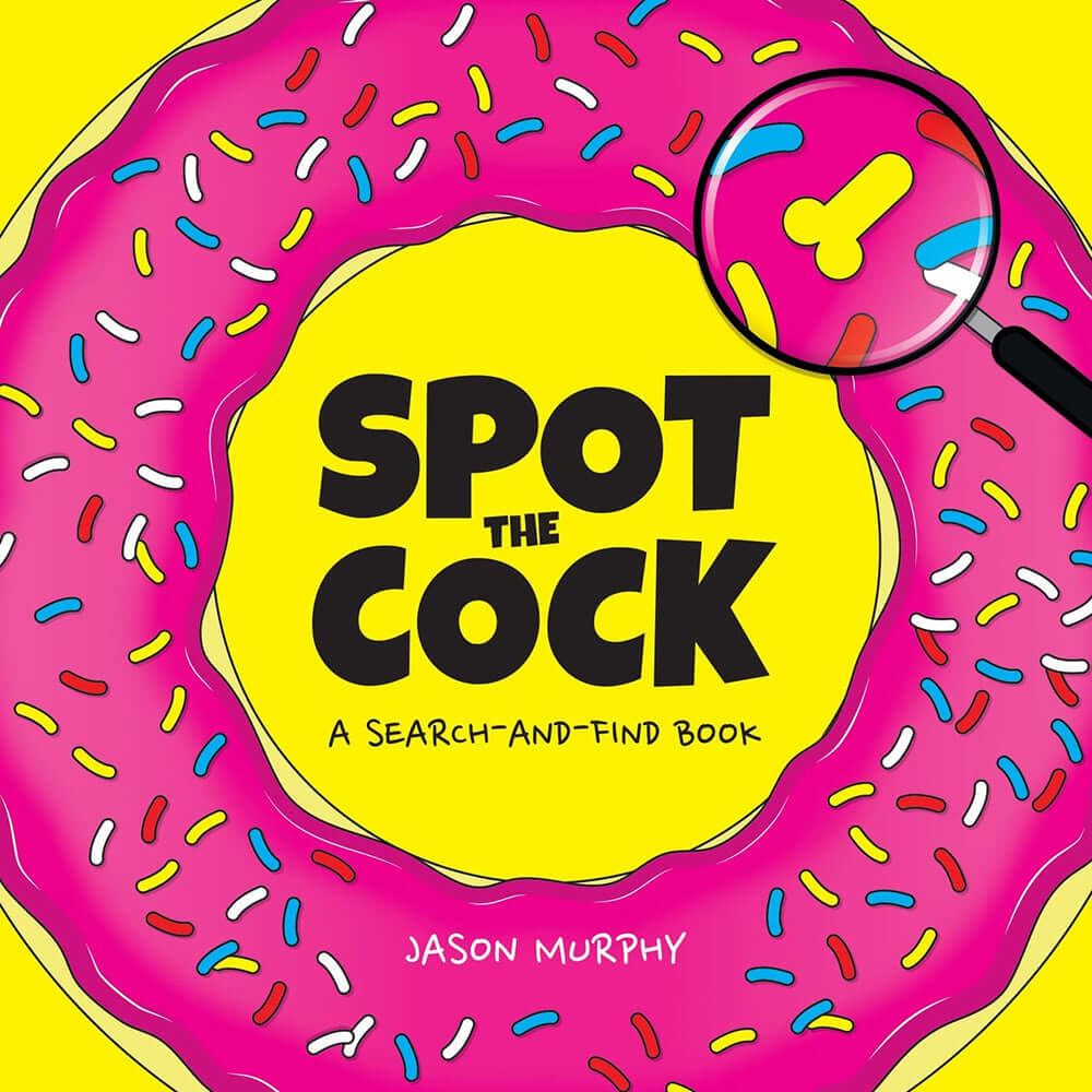 Spot The Cock A Search And Find Book cover featuring a colorful donut and a magnifying glass.
