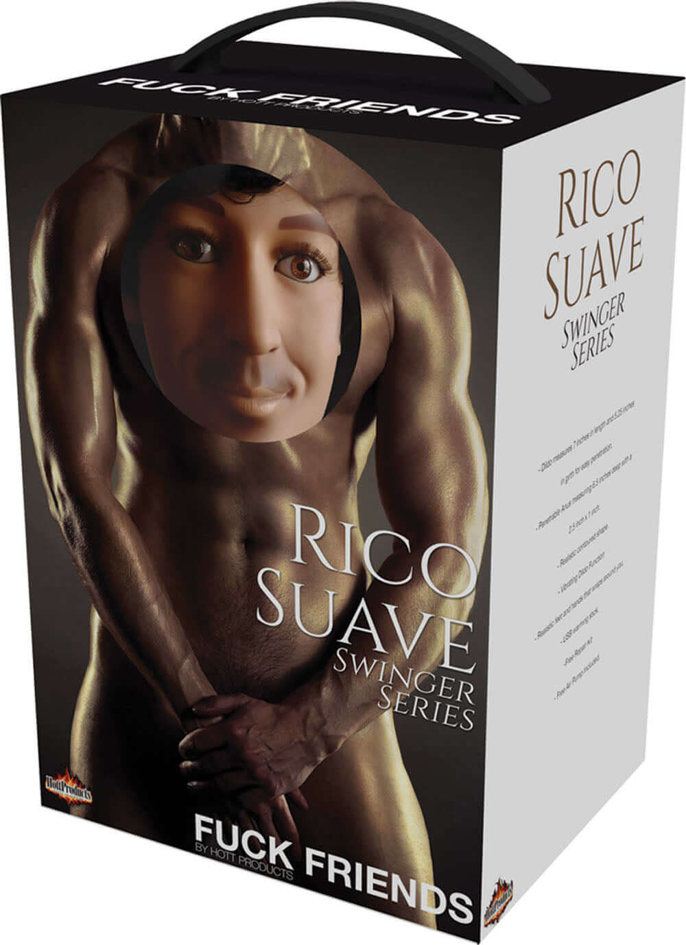 Fuck Friends Love Doll Rico Suave packaging featuring muscular design and interactive features.