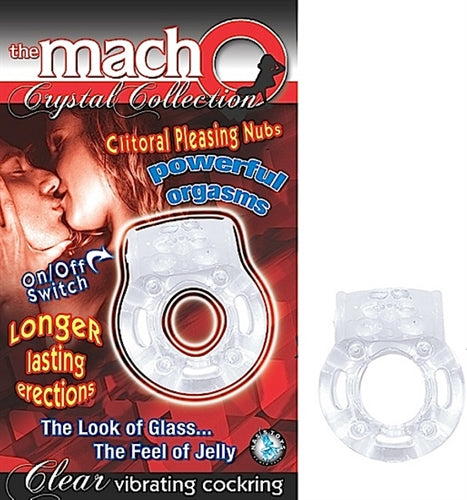 The Macho Crystal Collection Vibrating Cock Ring- Clear-0