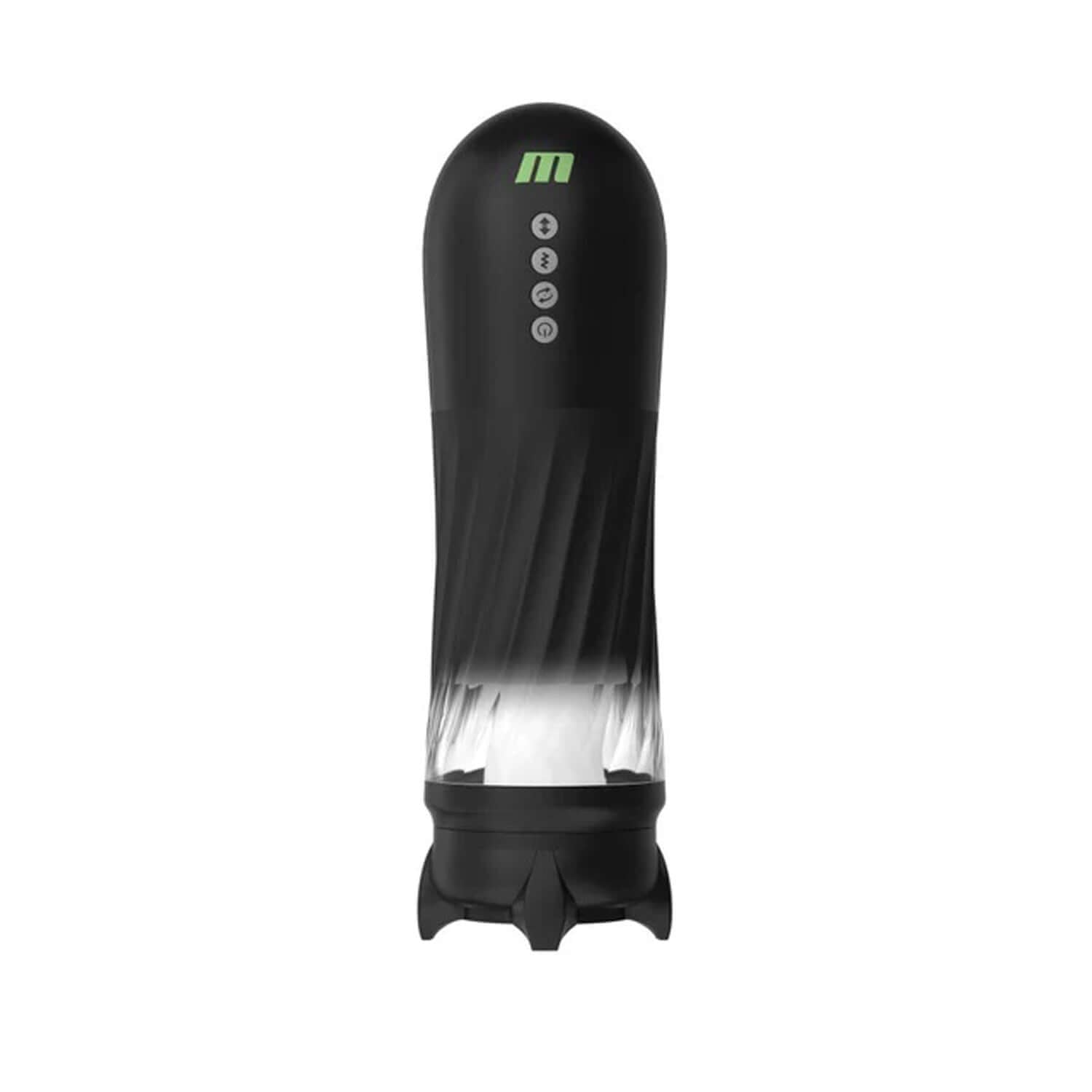 Quantumx Triple Action Automatic Stroker in black, featuring 7 vibration and stroking modes for ultimate pleasure experience.