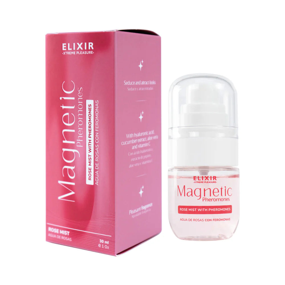 Elixir Magnetic Rose Mist With Pheromones 30 ml bottle and packaging, floral fragrance, lightweight mist