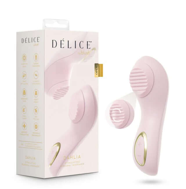 Delice Dahlia Stimulating Personal Massager Pink with elegant design and luxurious comfort in stylish packaging.