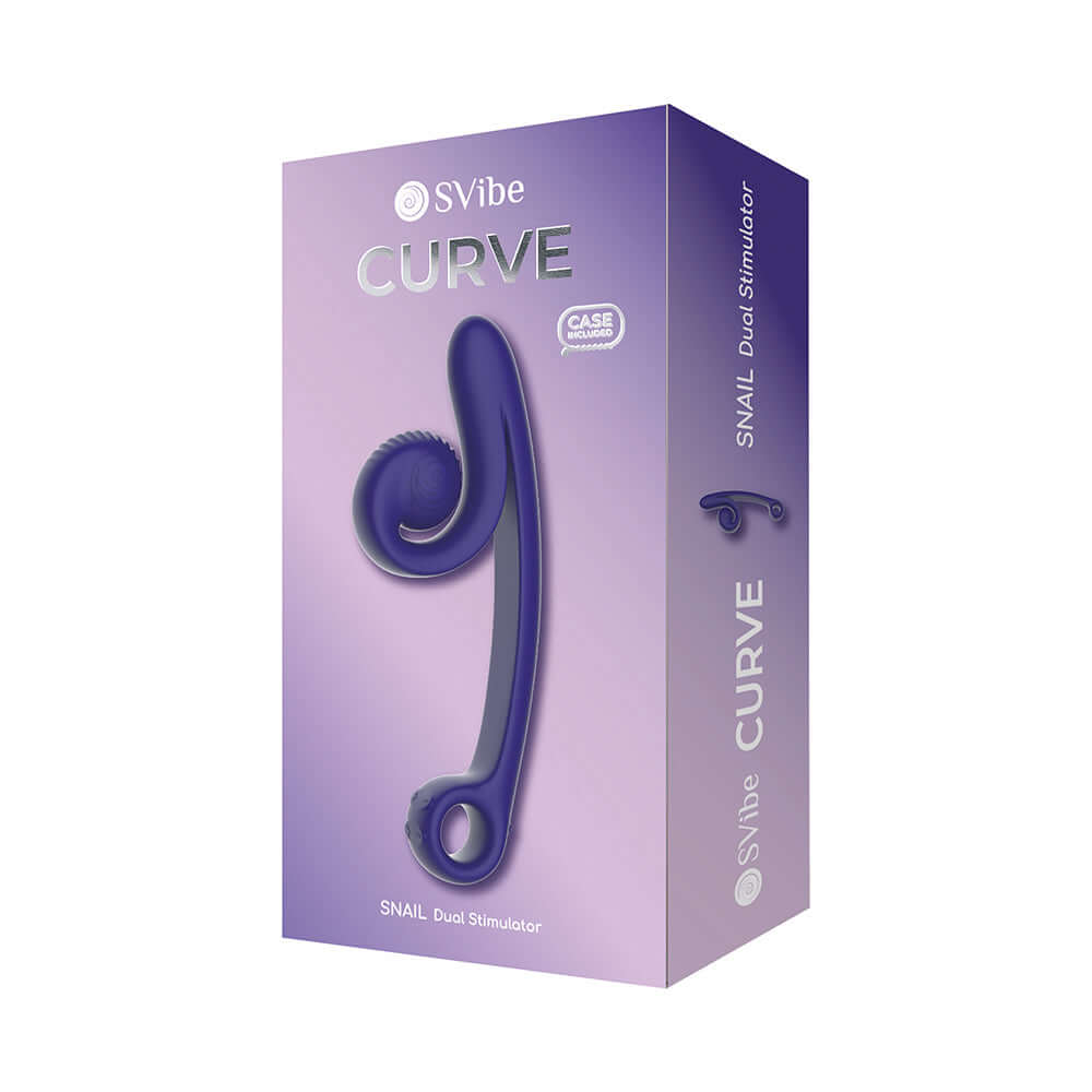 Svibe Snail Curve Dual Stimulator Purple packaging showcasing its innovative design and features.