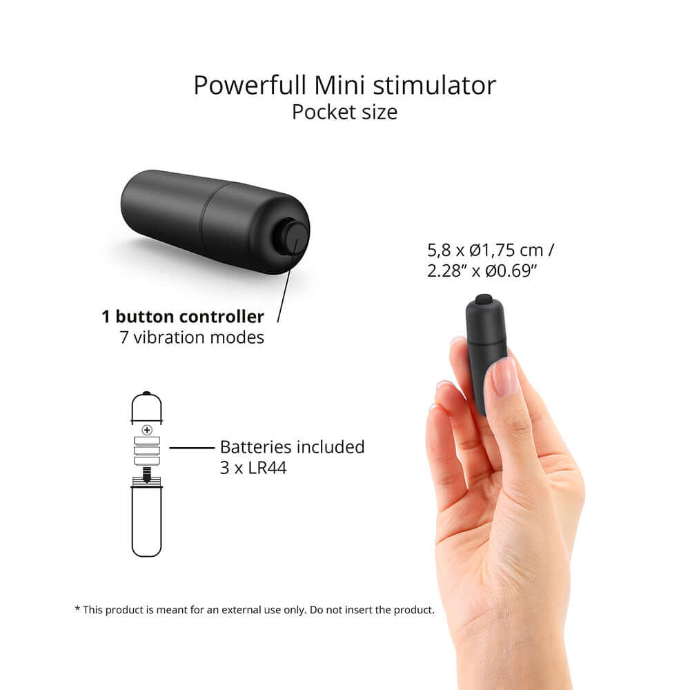 Love To Love Waouhhh Bullet Vibrator Black Onyx features a mini pocket-sized design with 7 vibration modes.