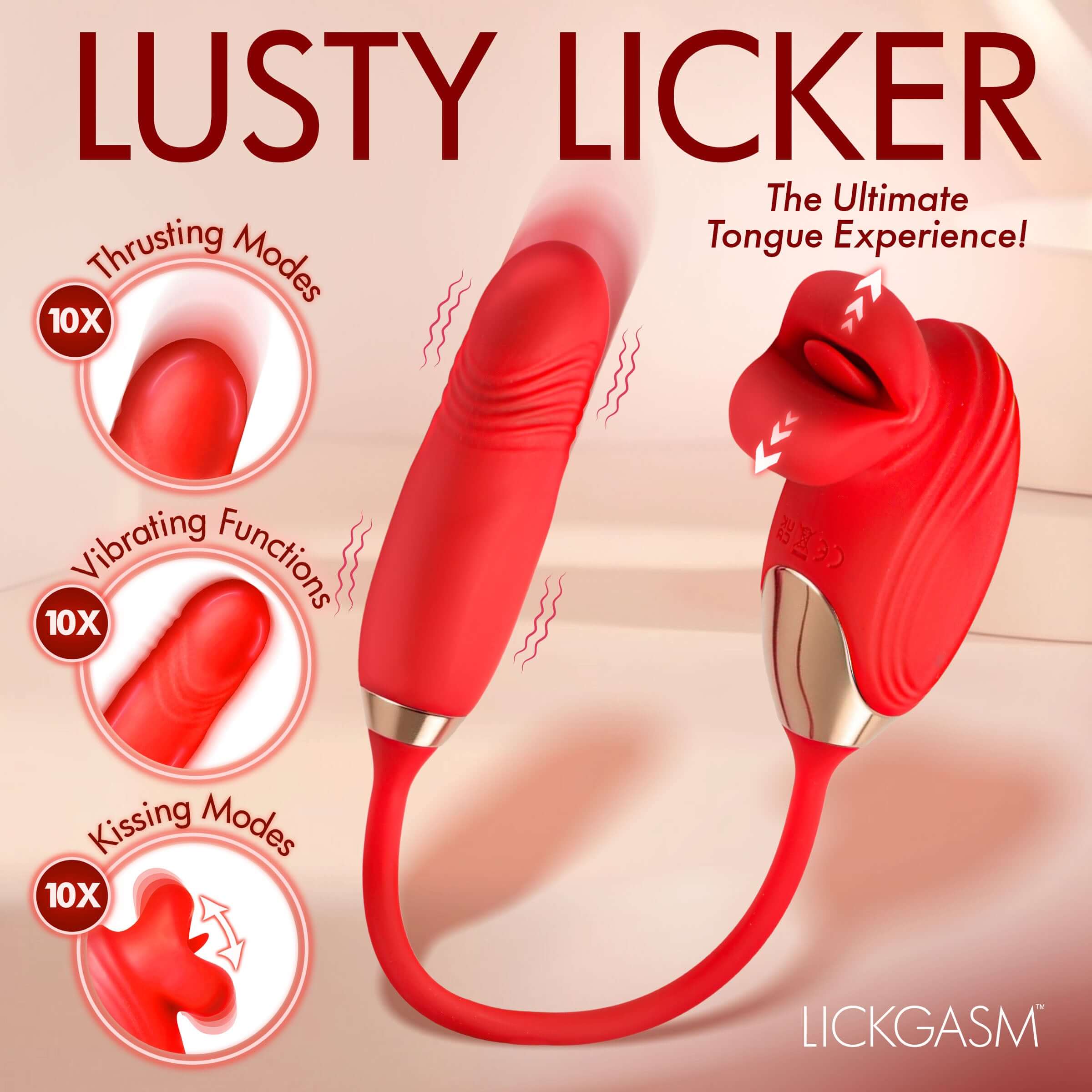 Bliss Kiss Kissing Clitoral Stimulator with Thrusting Vibrator showcasing multiple modes and a sleek design.