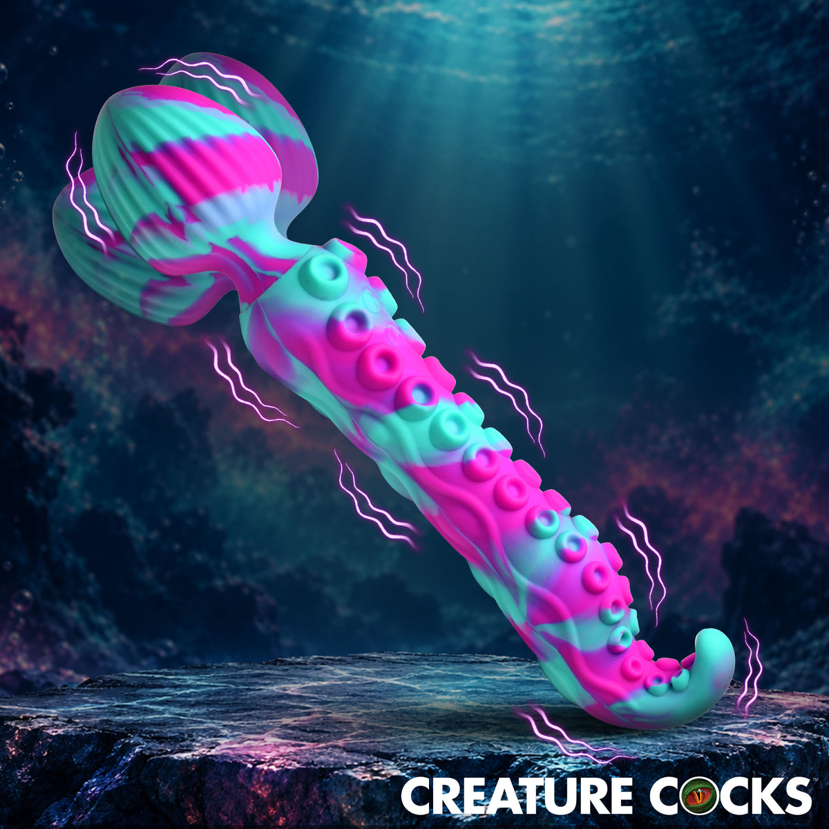 Kraken Wand Dual-Ended Silicone Wand Massager featuring ribbed head and sucker-textured tentacle design.
