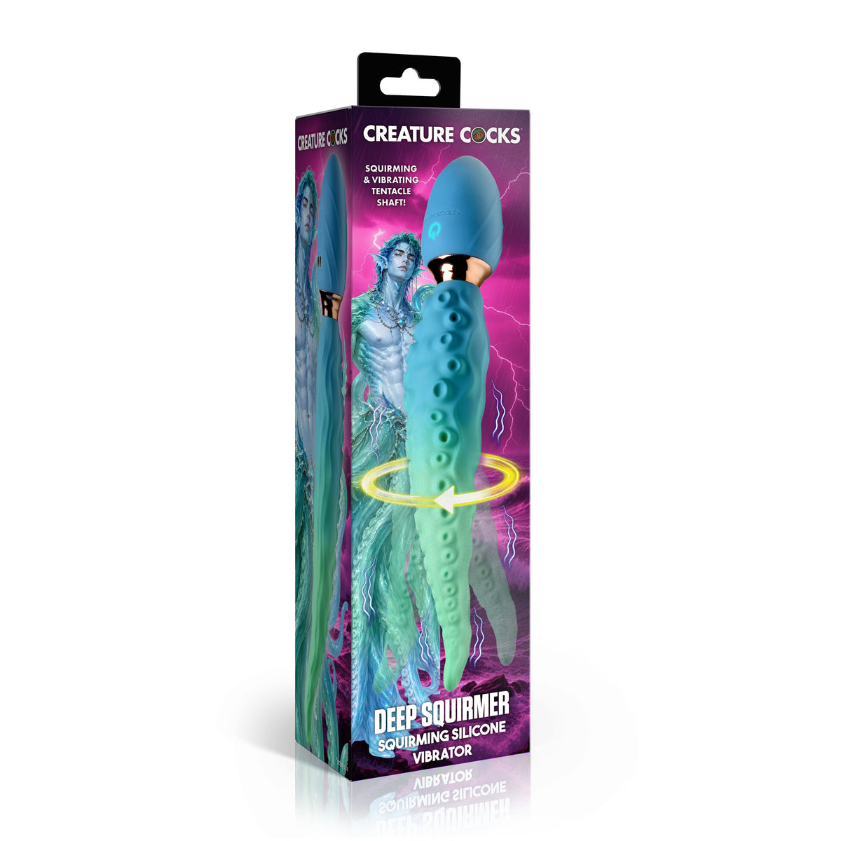 Creature Cocks Deep Squirmer Squirming Silicone Vibrator packaging featuring a unique tentacle design.