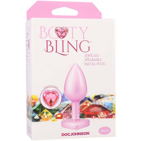 Booty Bling Metal Heart Plug - Small - Pink-0