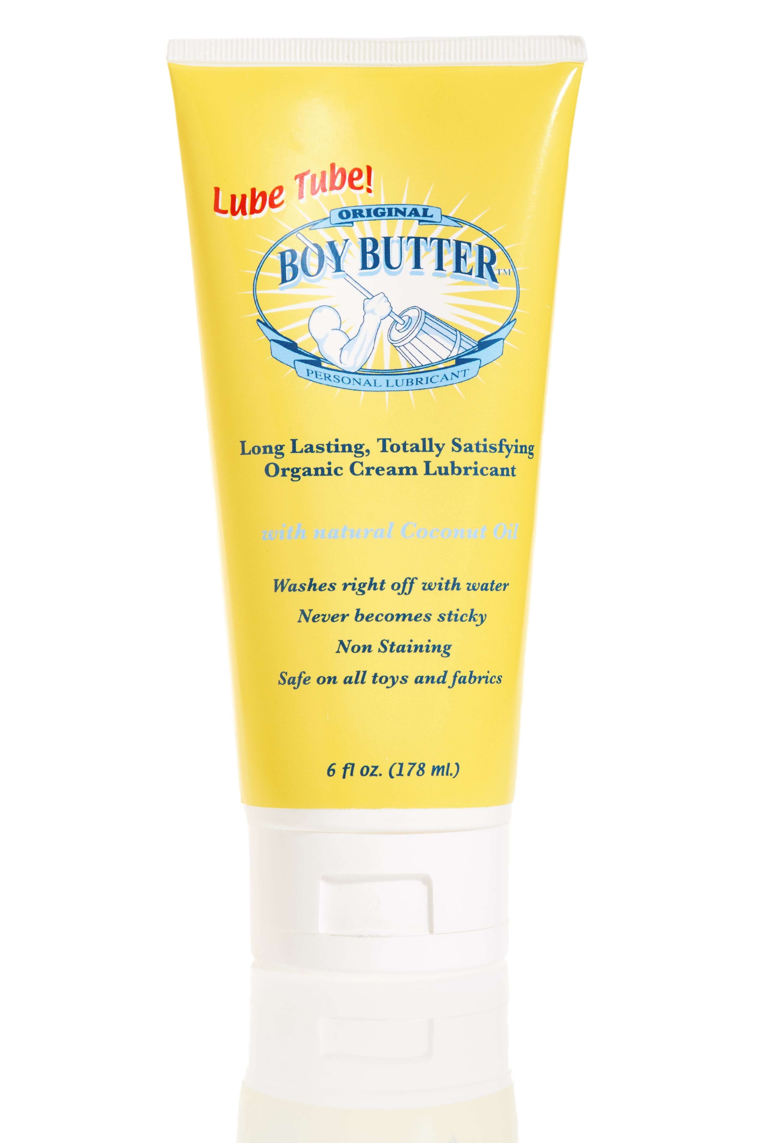 Boy Butter Original Formula 6 Oz Lube Tube, a cream lubricant with coconut oil for smooth, long-lasting performance.