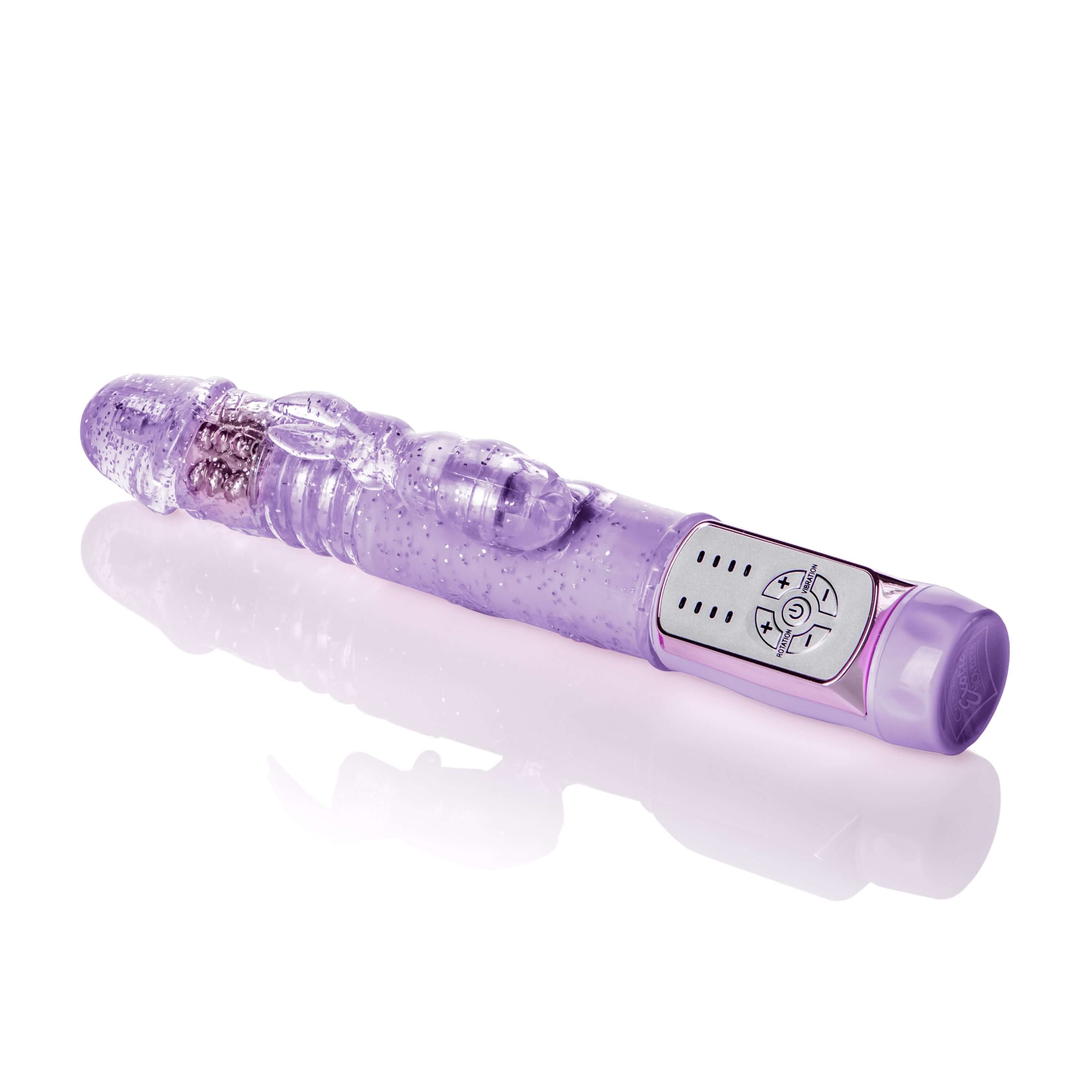 Petite Thrusting Jack Rabbit Vibrator Purple, a compact dual-action vibrator for intense stimulation.