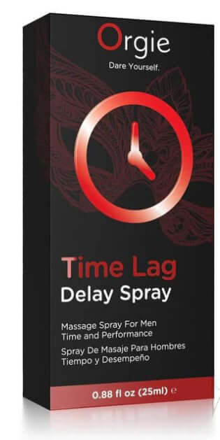 Orgie Time Lag Delay Spray for Him 10 ml packaging, designed to enhance performance and prolong intimate experiences.