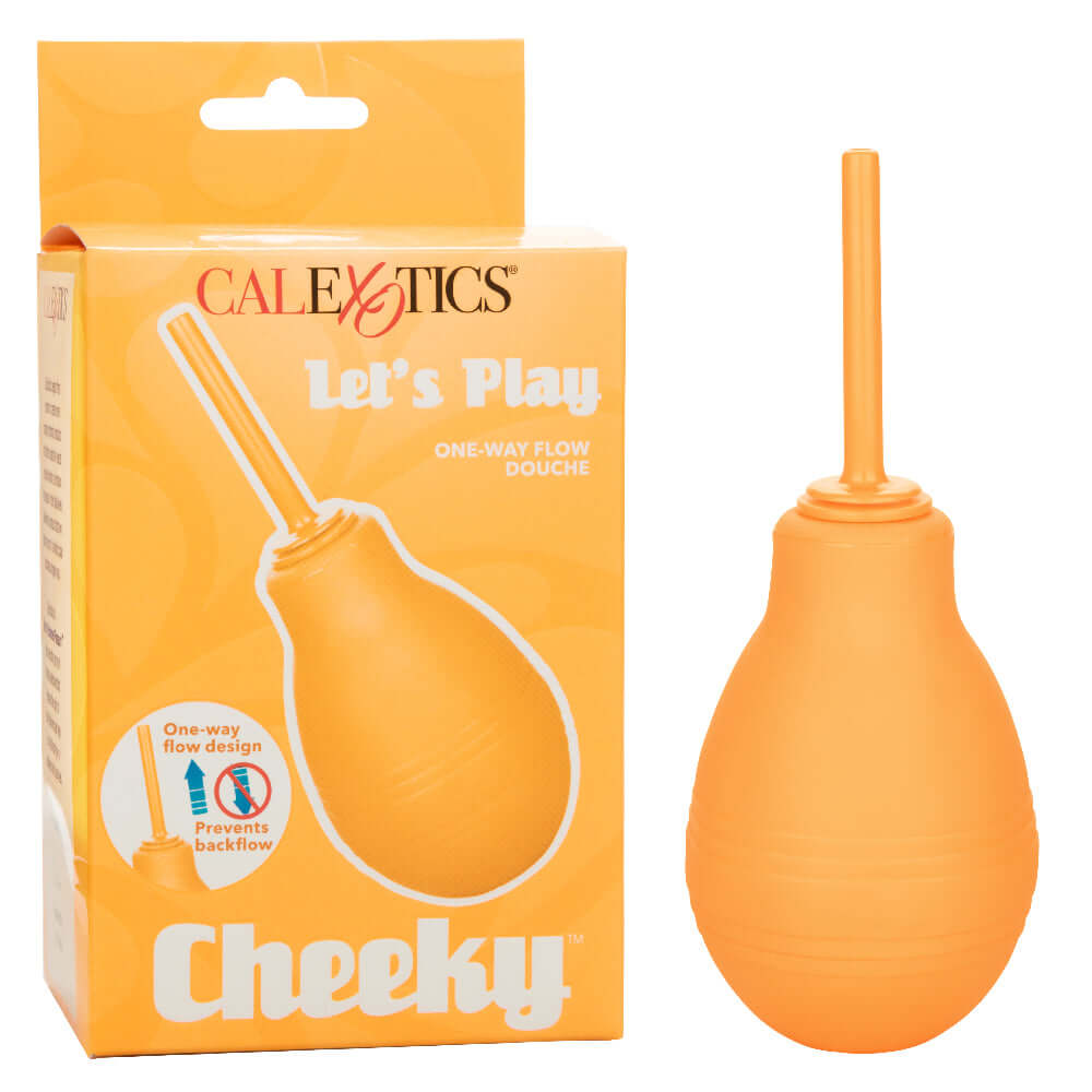 Cheeky One-Way Flow Douche Orange product packaging with modern design and instructions, perfect for effective cleansing.