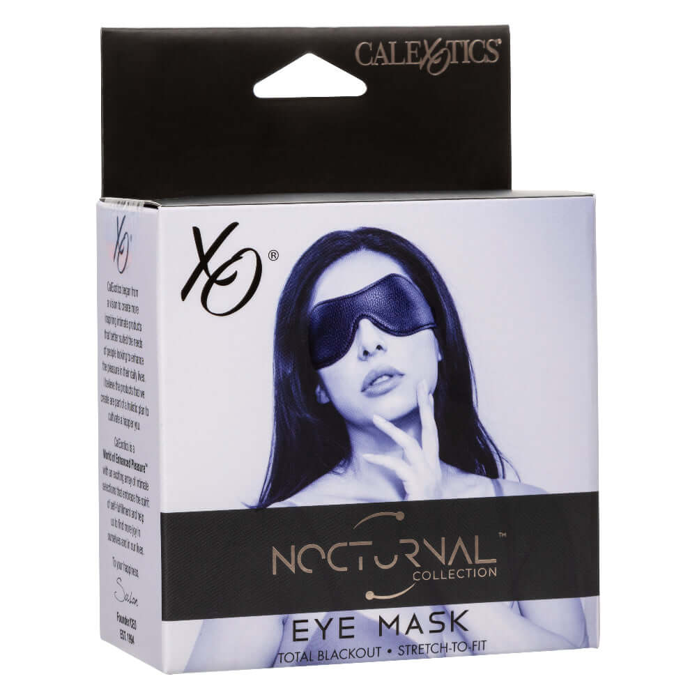 Nocturnal Collection Eye Mask packaging - Black stretch-to-fit eye mask for total sensory blackout.