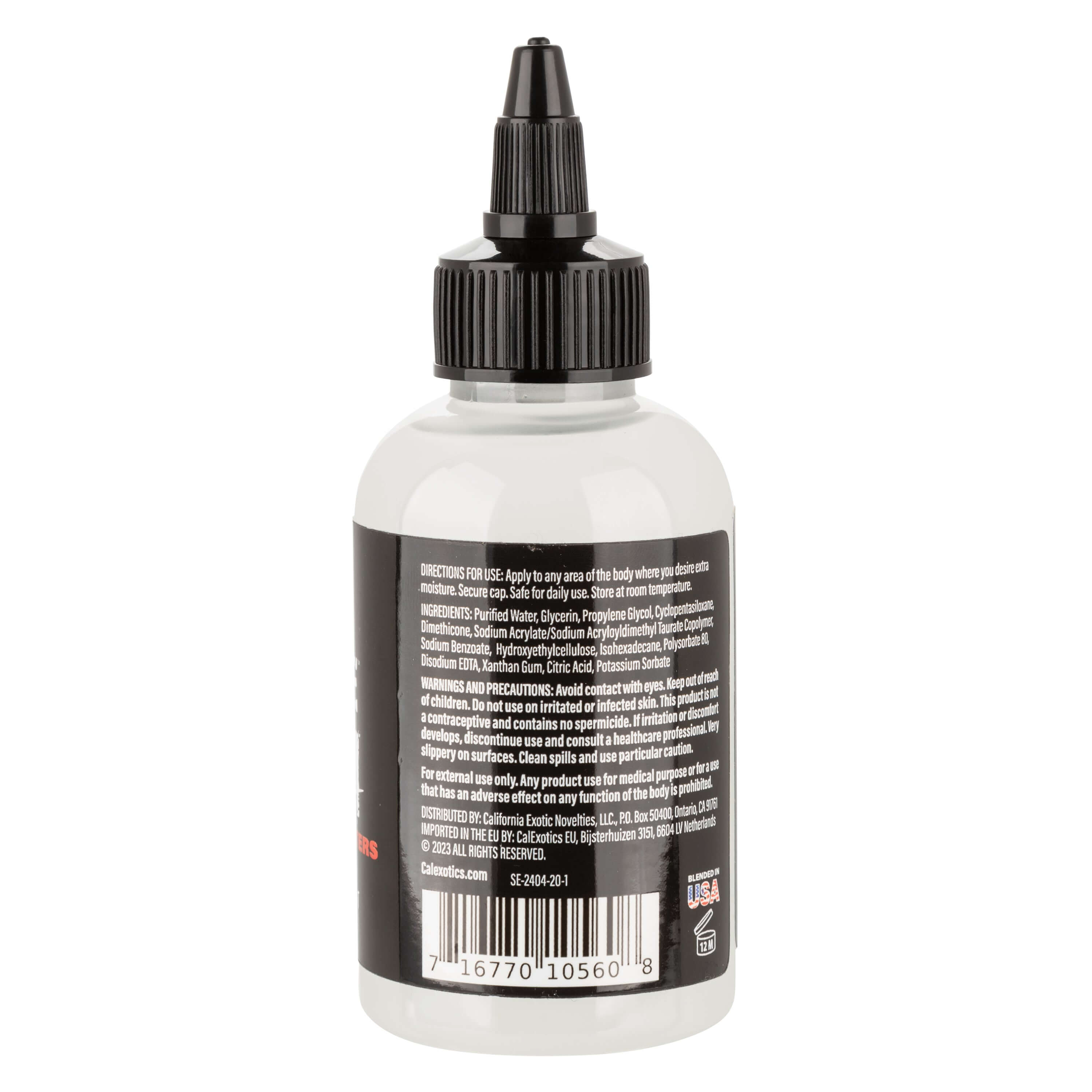 Back view of Fuck Sauce Unscented Cum Hybrid Lubricant 4 Oz bottle displaying product information and directions.